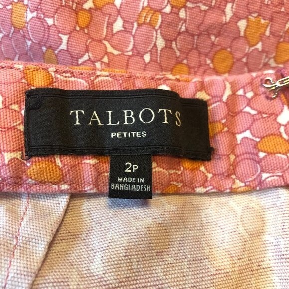 Women's Talbots Petites 2 Petite Pink Coral Floral Pencil Skirt Unlined Slim - Picture 7 of 10